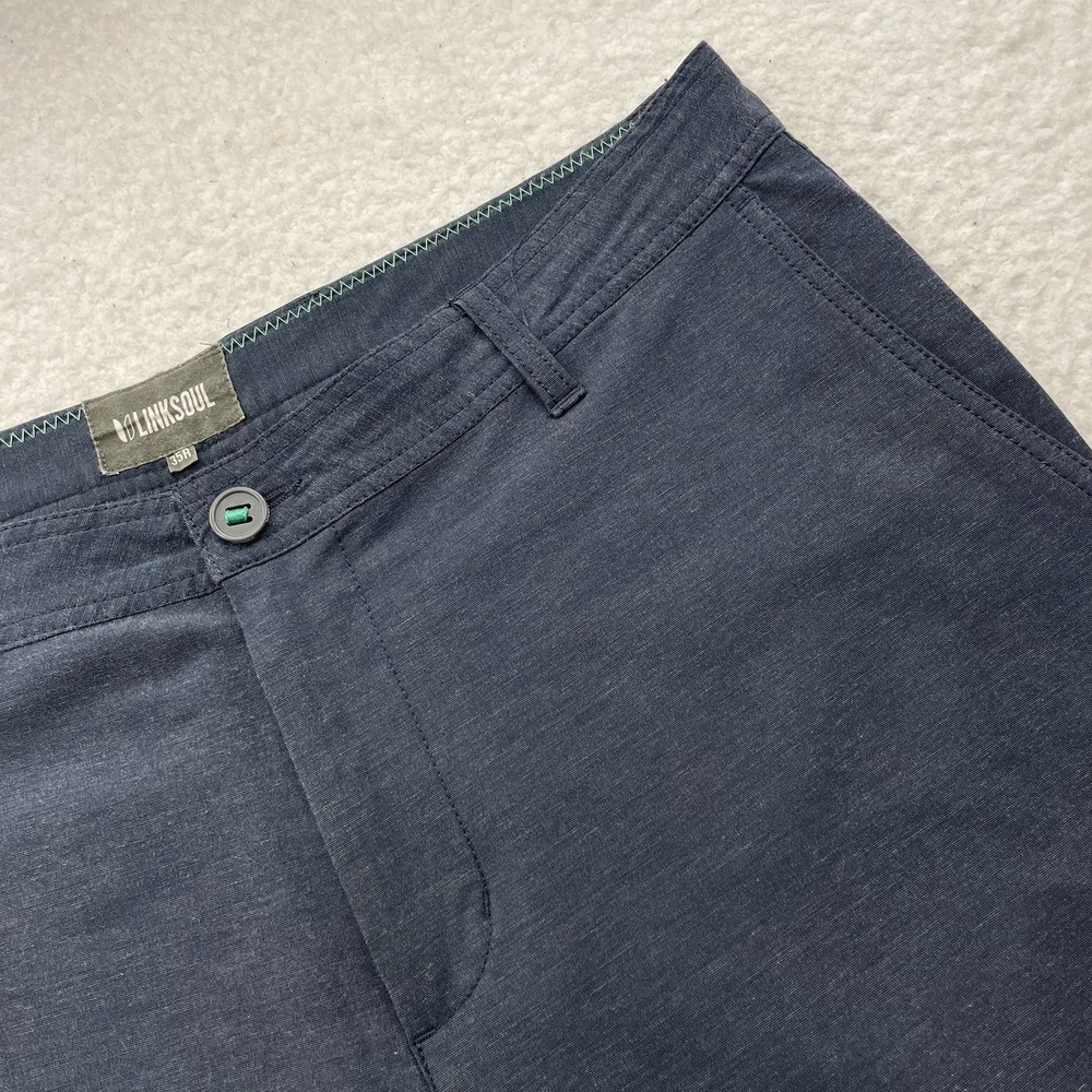 Linksoul Golf Pants Mens 36x31 (Tag 35) Navy Blue Gray Chino Performance Stretch